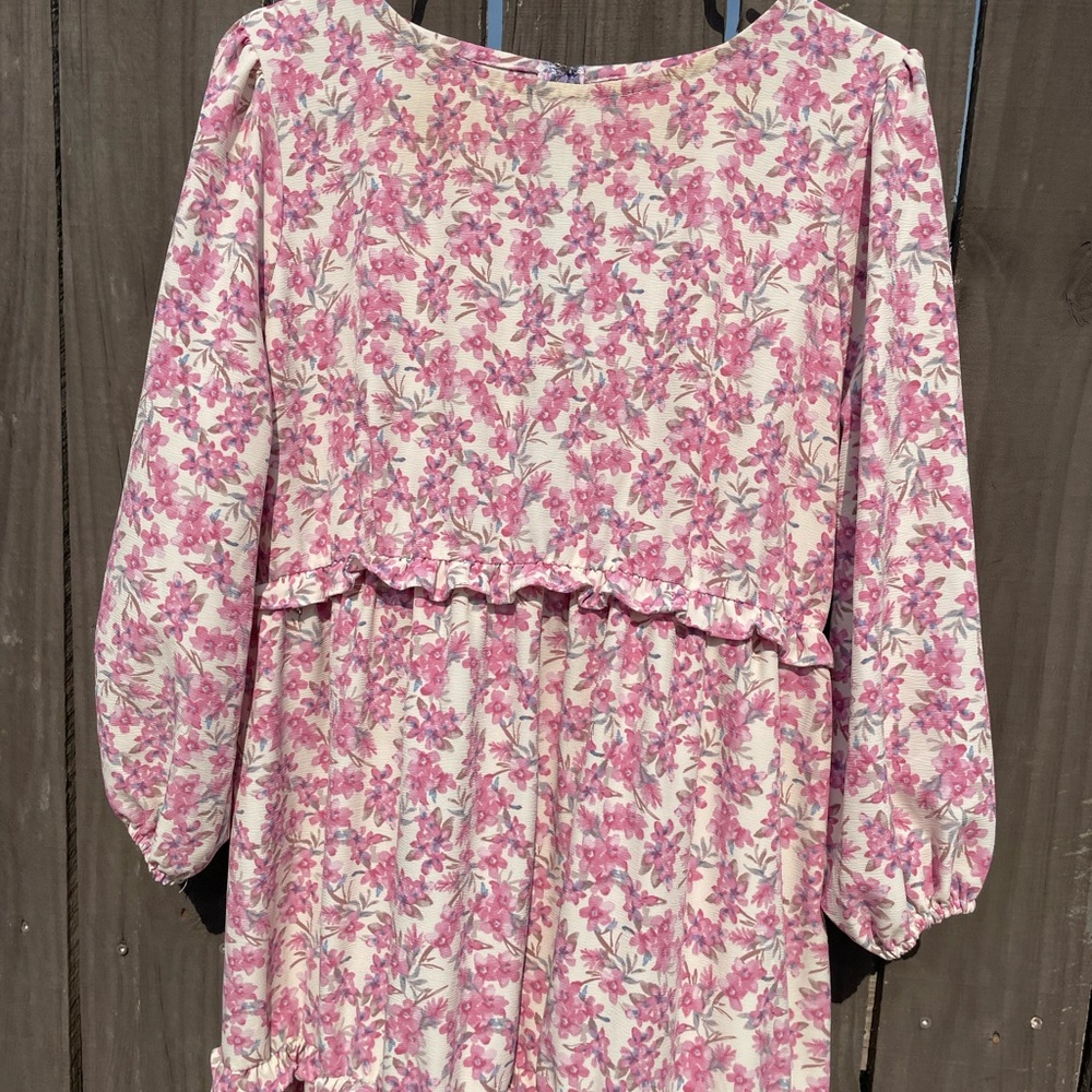 Women’s handmade spring floral print midi  Dress